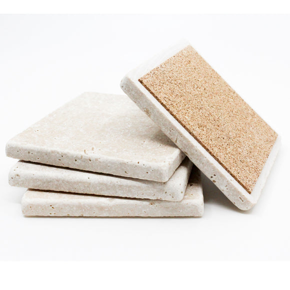 Set of Absorbent Travertine Drink Coasters