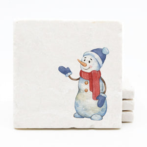 Snowman Marble Drink Coasters (Design 1)