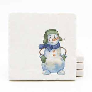 Snowman Marble Drink Coasters (Design 2)