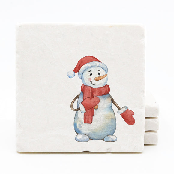 Snowman Marble Drink Coasters (Design 3)