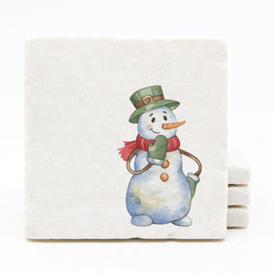Snowman Marble Drink Coasters (Design 4)