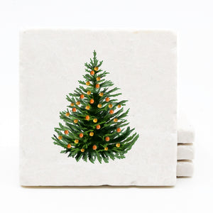 Christmas Tree Marble Drink Coasters