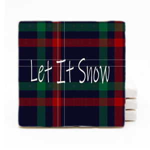 Let It Snow Printed Marble Drink Coasters