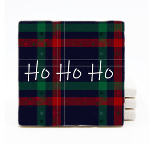 "Ho Ho Ho" Printed Marble Drink Coasters