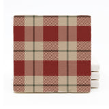 Tan, Red, Green Plaid Winter Printed Marble Drink Coasters
