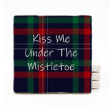 Kiss Me Under The Mistletoe - Printed Marble Drink Coasters