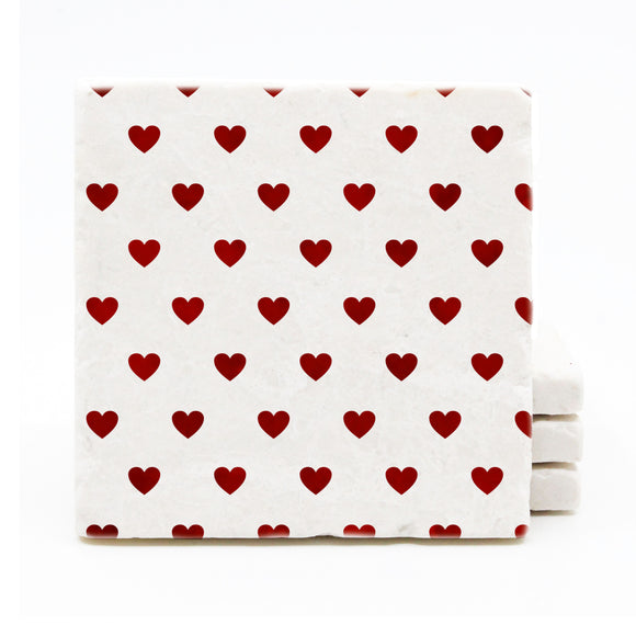 Valentine's Day Heart Printed Marble Drink Coasters