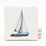 Boat Marble Tile Drink Coasters