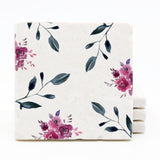 Red Floral Pattern Drink Coasters - Floral Spring Wedding Decor