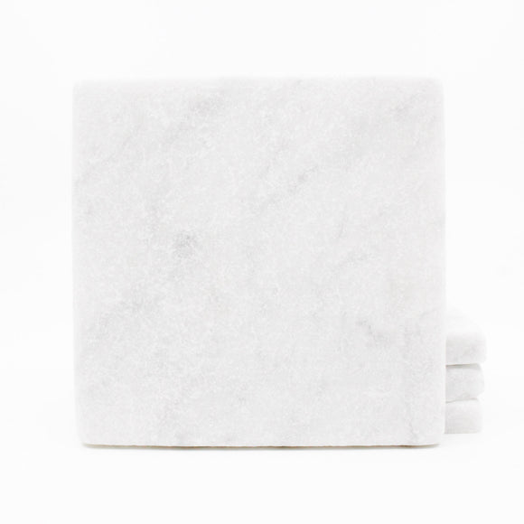 Plain Carrara Marble Drink Coasters