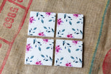 Red Floral Pattern Drink Coasters - Floral Spring Wedding Decor