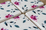 Red Floral Pattern Drink Coasters - Floral Spring Wedding Decor