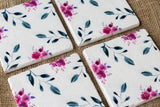 Red Floral Pattern Drink Coasters - Floral Spring Wedding Decor