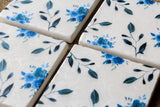 Blue floral drink coasters
