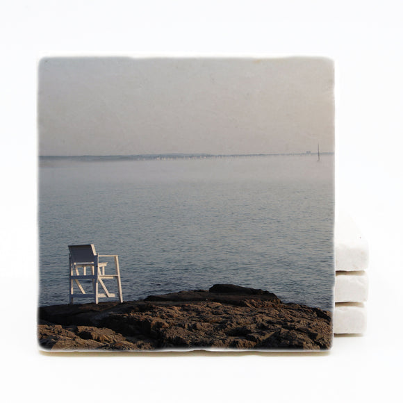 Beach Themed Marble Drink Coasters