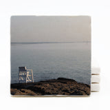 Maine Beach Themed Marble Drink Coasters