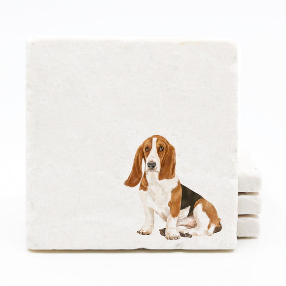 Basset Hound Marble Drink Coasters