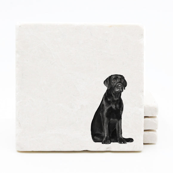 Black Lab Marble Drink Coasters