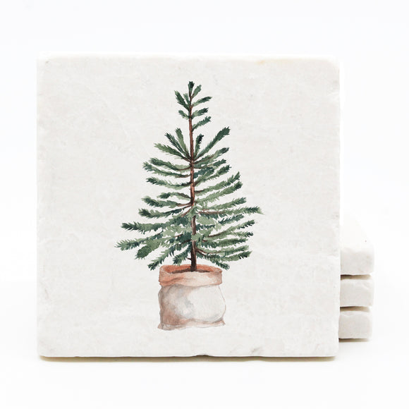 Christmas Tree Marble Drink Coasters