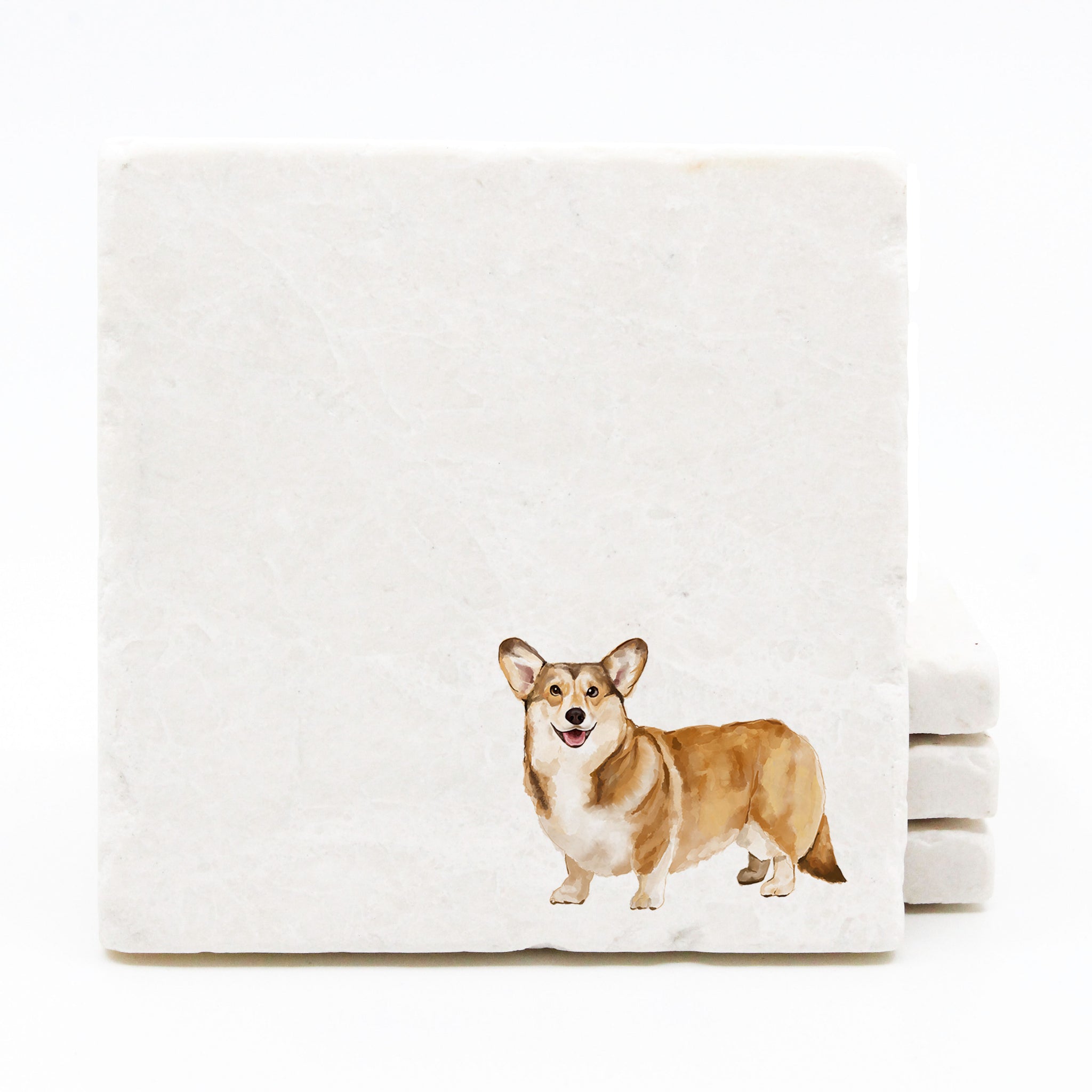 Corgi Marble Drink Coasters
