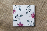 Red Floral Pattern Drink Coasters - Floral Spring Wedding Decor